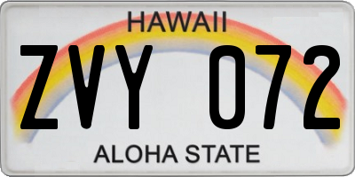 HI license plate ZVY072