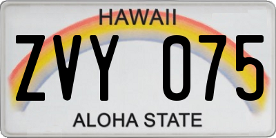 HI license plate ZVY075