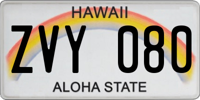 HI license plate ZVY080