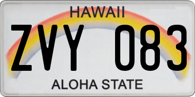 HI license plate ZVY083