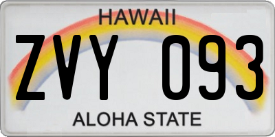 HI license plate ZVY093