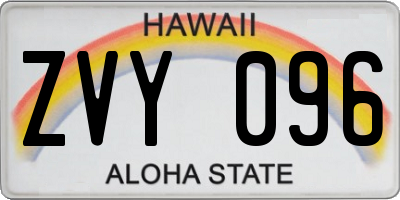 HI license plate ZVY096
