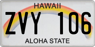 HI license plate ZVY106