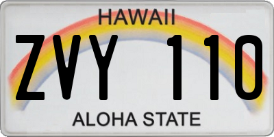 HI license plate ZVY110