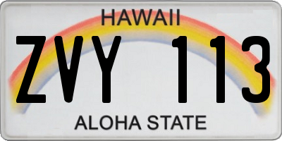 HI license plate ZVY113