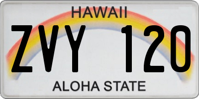 HI license plate ZVY120
