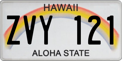 HI license plate ZVY121