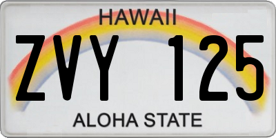HI license plate ZVY125