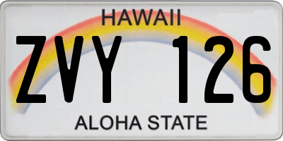 HI license plate ZVY126