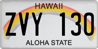 HI license plate ZVY130