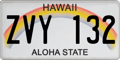 HI license plate ZVY132