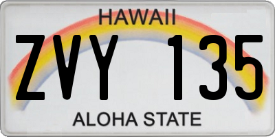 HI license plate ZVY135