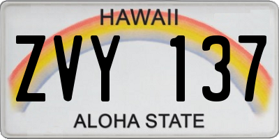 HI license plate ZVY137