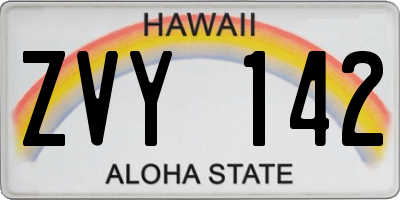 HI license plate ZVY142