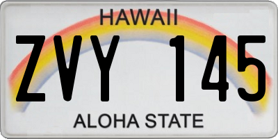 HI license plate ZVY145