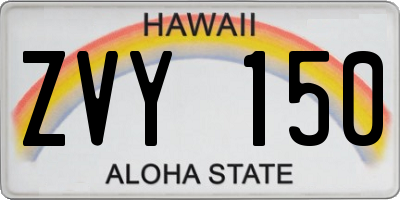HI license plate ZVY150