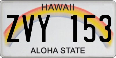 HI license plate ZVY153