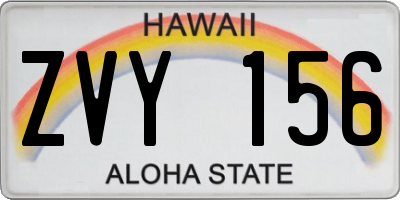 HI license plate ZVY156