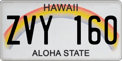 HI license plate ZVY160