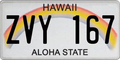 HI license plate ZVY167