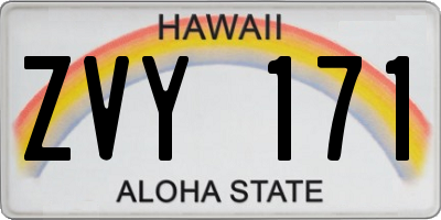 HI license plate ZVY171
