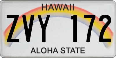 HI license plate ZVY172