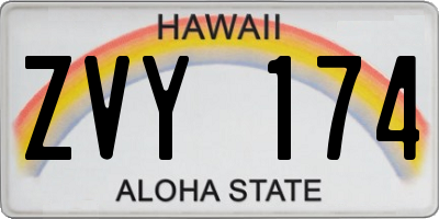HI license plate ZVY174