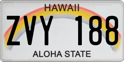 HI license plate ZVY188