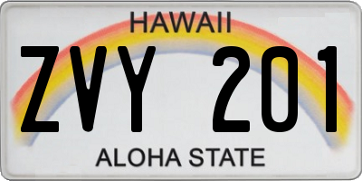 HI license plate ZVY201