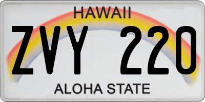 HI license plate ZVY220