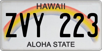 HI license plate ZVY223