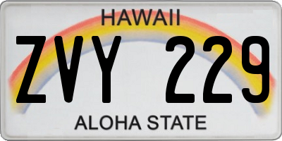 HI license plate ZVY229
