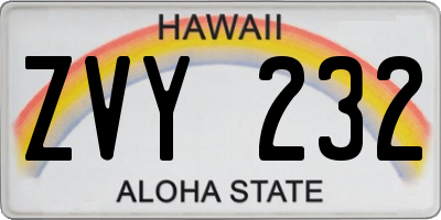 HI license plate ZVY232