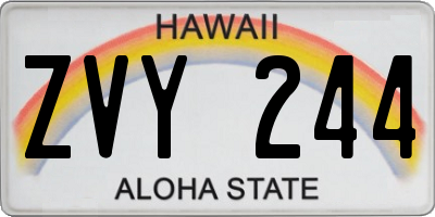 HI license plate ZVY244