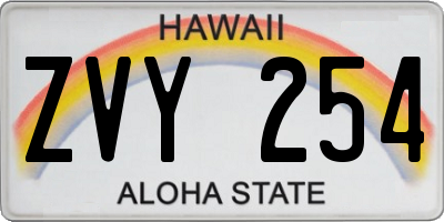 HI license plate ZVY254