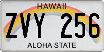 HI license plate ZVY256