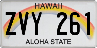 HI license plate ZVY261