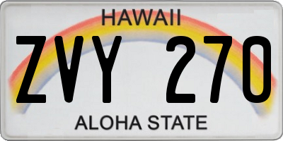 HI license plate ZVY270