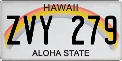 HI license plate ZVY279