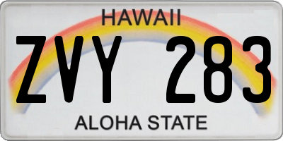 HI license plate ZVY283