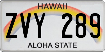 HI license plate ZVY289