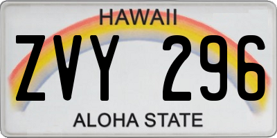 HI license plate ZVY296