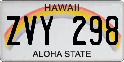HI license plate ZVY298