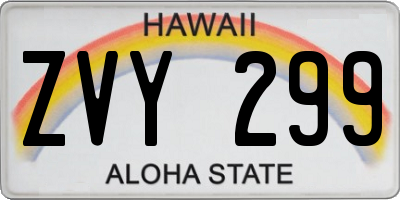 HI license plate ZVY299