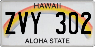 HI license plate ZVY302