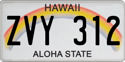 HI license plate ZVY312