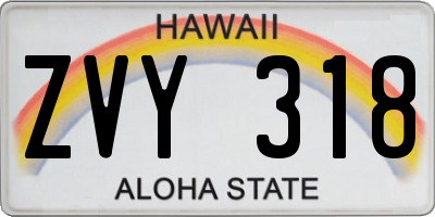 HI license plate ZVY318