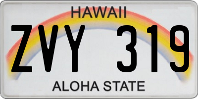 HI license plate ZVY319