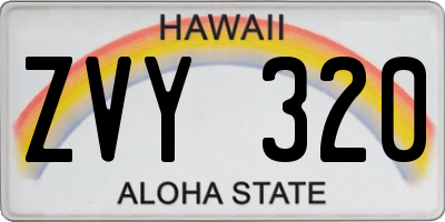 HI license plate ZVY320