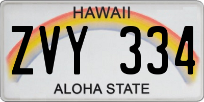 HI license plate ZVY334